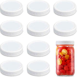 AOZITA [10 Pack] WIDE Mouth Mason Jar Lids for Ball, Kerr and More - White Plastic Storage Caps for Mason/Canning Jars - Leak-Proof, Dishwasher Safe & Food Grade