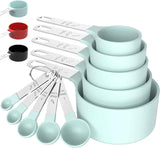 TILUCK Measuring Cups & Spoons Set, Stackable Cups and Spoons, Nesting Measure Cups with Stainless Steel Handle, Kitchen Gadgets for Cooking & Baking (Black)