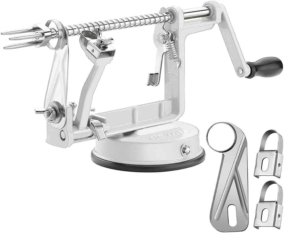 Apple Peeler Corer, Long lasting Chrome Cast Magnesium Alloy Apple Peeler Slicer Corer with Stainless Steel Blades and Powerful Suction Base for Apples and Potato(Red)