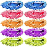 Mop Slippers Shoes 5 Pairs (10 Pieces) - Microfiber Cleaning House Mop Slippers Floor Cleaning Tools Shoe Cover Soft Washable Reusable Microfiber Foot Socks Floor Cleaning Tools Shoe Cover