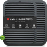 Walfos Silicone Trivet Mats - 4 Heat Resistant Pot Holders, Multipurpose Non-Slip Hot Pads for Kitchen Potholders, Hot Dishers, Jar Opener, Spoon Holder, Food Grade Silicone & BPA Free (Black)