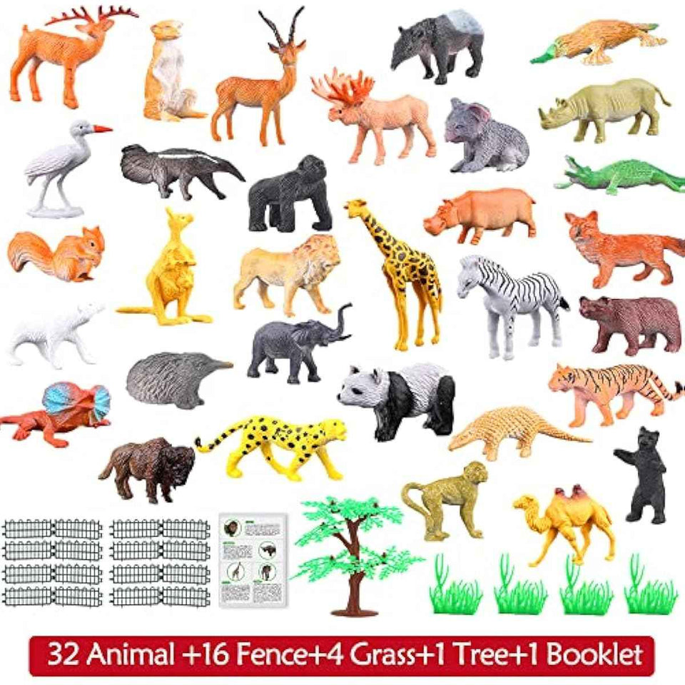 Animals Figure,54 Piece Mini Jungle Toys Set,ValeforToy Realistic Wild Vinyl Plastic Animal Learning Party Favors for Boys Girls Kids Toddlers Forest Small Playset Cupcake Topper