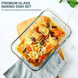 8-piece deep glass baking dish set with plastic lids and gray color