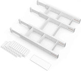 SpaceAid Bamboo Drawer Dividers with Inserts and Labels, Kitchen Adjustable Drawer Organizers, Expandable Organization for Home, Office, Dressers, 4 Dividers with 9 Inserts (17"-22" Natural)
