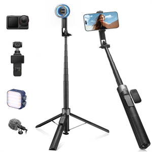 K&F CONCEPT Popod 72" Phone Tripod, 3-in-1 Clip & Magnetic Selfie Stick with Remote, Automatic Phone Tripod Stand, Compatible with iPhone 17-12 Series Osmo Pocket 4/3 Insta360 X5 Android Phones