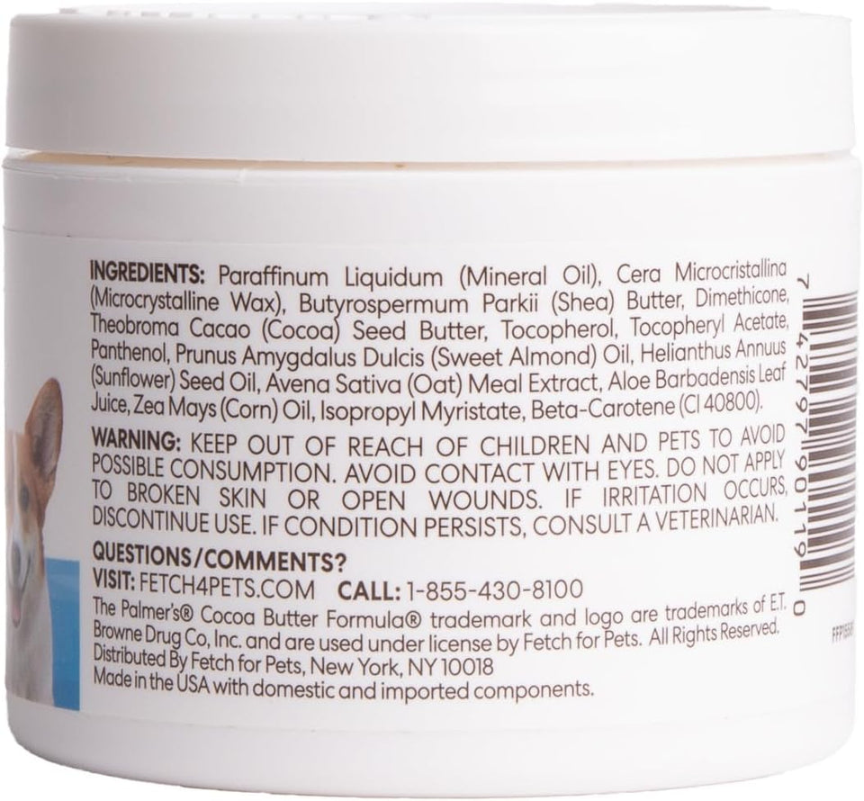 Palmer's for Pets Cocoa Butter Fragrance Free Paw Pad & Nose Balm for Dogs - Dog Skin Soother Balm, Dog Paw Balm for Dry Skin & Pads - Palmer's Cocoa Butter Formula with Vitamin E for Pets