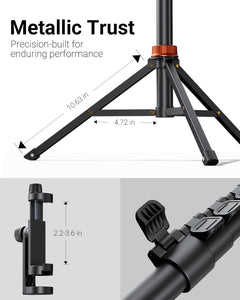 VIMOSE 66" Phone Tripod, Tripod for iPhone with Remote & Phone Stand, Extendable Cell Phone Tripod for Video Recording, Ultimate Tripod & Monopod Accessories for iPhone/Android, Clamp Mount