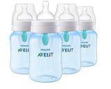 Philips Avent 9oz Anti-Colic Baby Bottle with AirFree Vent, 4pk, Clear, Flow 2 Nipples, 1m+