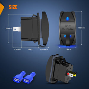 Nilight Rocker Switch Style USB Outlet Socket Fits Panel 4.2A PD Type C and QC 3.0 12V 24V Fast Socket Dual Outlets Port for Cars Boats Trucks RVs