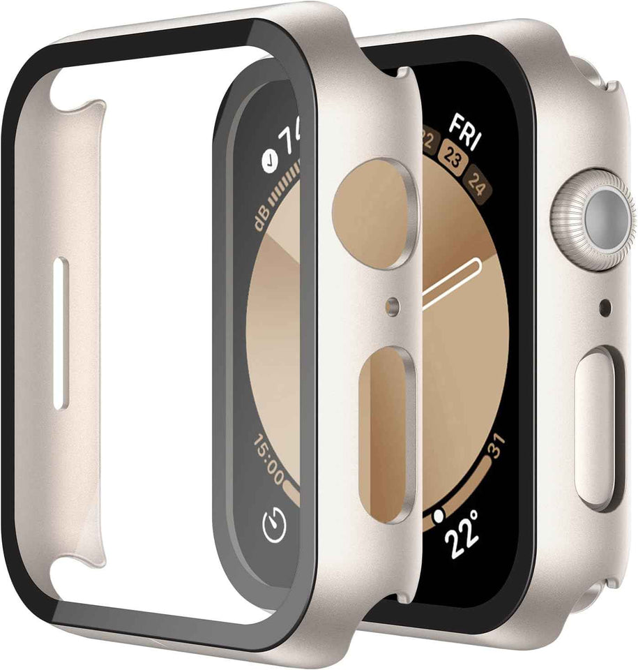 Misxi 2 Pack Tempered Glass Case Compatible for Apple Watch Series 11 (2025) Series 10 46mm, Screen Protector Cover for iWatch, Black