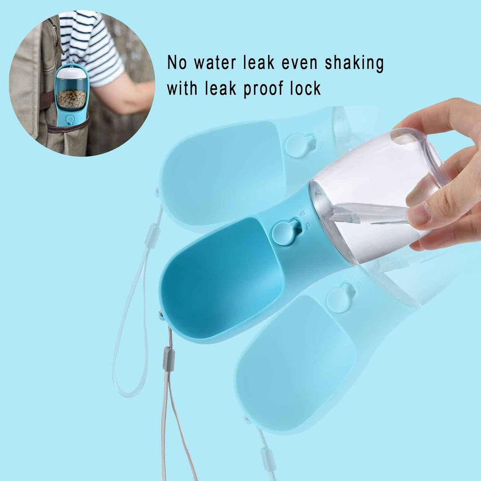 Cibaabo Dog Water Bottle with Food Container, Portable Pet Dispenser for Yorkies and Cats Walking Hiking