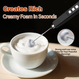 Rechargeable Milk Frother Handheld with 3 Detachable Stainless Whisks, 3 Speed Adjustable Drink Mixer, Mini Frother Wand for Coffee, Matcha, Protein Shakes, with Charging Base and Whisk Storage