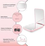 Compact Mirror, 1X/3X Magnification LED Pocket Mirror with Nternal BIattery, Mini Mirror for Purse, Pocket,Travel and Present (Pink)