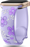 Witzon Floral Band Compatible with Apple Watch Bands For Women 40mm 41mm 38mm 42mm 44mm 45mm 46mm 49mm, Engraved Cute Flower Silicone Dressy Strap for iWatch Series 11 10 9 8 7 6 5 4 3 2 SE Ultra