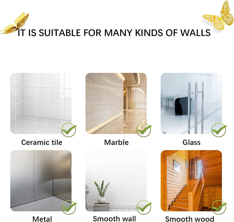 SAOROPEB 3D Butterfly Wall Decor - 48 Pcs, 4 Styles, 3 Sizes, Gold Butterfly Decorations for Birthday & Party Celebrations, Removable Stickers