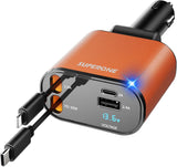 ‹ېUpgraded‹ÛÔ SUPERONE Retractable Car Charger 4 in 1, Fast Car Phone Charger with Cord 2.6ft, USB C and Apple Car Adapter, Compatible with iPhone 17 16 15/15 Pro Max/14/13/12/11, Galaxy, Pixel - Zynora