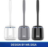 MR.SIGA Toilet Bowl Brush and Holder, Premium Quality, with Solid Handle and Durable Bristles for Bathroom Cleaning, White, 1 Pack