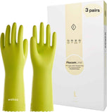 LANON 3 Pairs wahoo Skin-Friendly Cleaning Gloves, Dishwashing Kitchen Gloves with Cotton Flocked Liner, Reusable, Non-Slip, Mauve Mist, Large