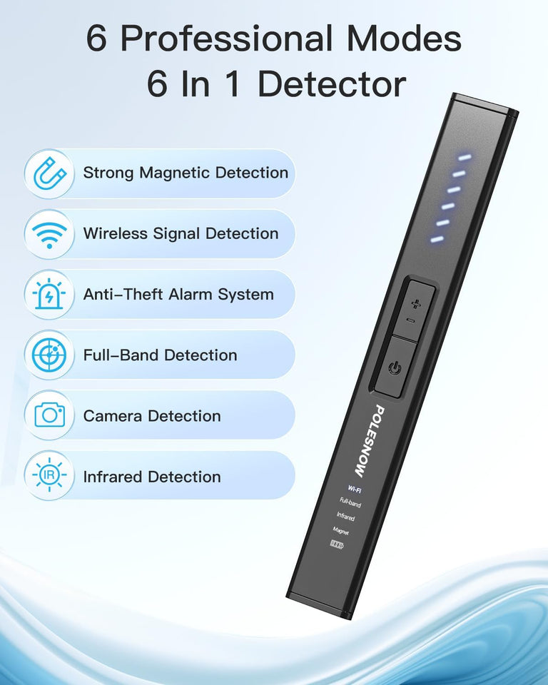 Hidden Camera Detectors, Bug Detector Anti Spy Camera Finder, GPS Tracker Detector Hidden Device Detector 6 Modes for Travel, Car, Bathroom,Office, Hotel, P18 Mix