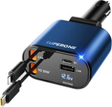 ‹ېUpgraded‹ÛÔ SUPERONE Retractable Car Charger 4 in 1, Fast Car Phone Charger with Cord 2.6ft, USB C and Apple Car Adapter, Compatible with iPhone 17 16 15/15 Pro Max/14/13/12/11, Galaxy, Pixel - Zynora