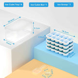 DOQAUS Silicone Ice Cube Trays with Lid & Bin, 4-Pack - Stackable Storage for RV, Soup, Food, Cocktail, Coffee