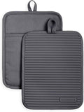 KitchenAid Ribbed Soft Silicone Pot Holder 2-Pack Set, Milkshake Tan, 7"x9"