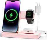 Wireless Charger iPhone Charging Station: 3 in 1 Charger Stand Multiple Devices for Apple - iPhone 16e 16 15 14 Pro Max 13 12 11 - Watch 10 9 8 7 6 5 4 3 2 SE and Ultra Series - Airpods 4 3 2 Pro - Zynora