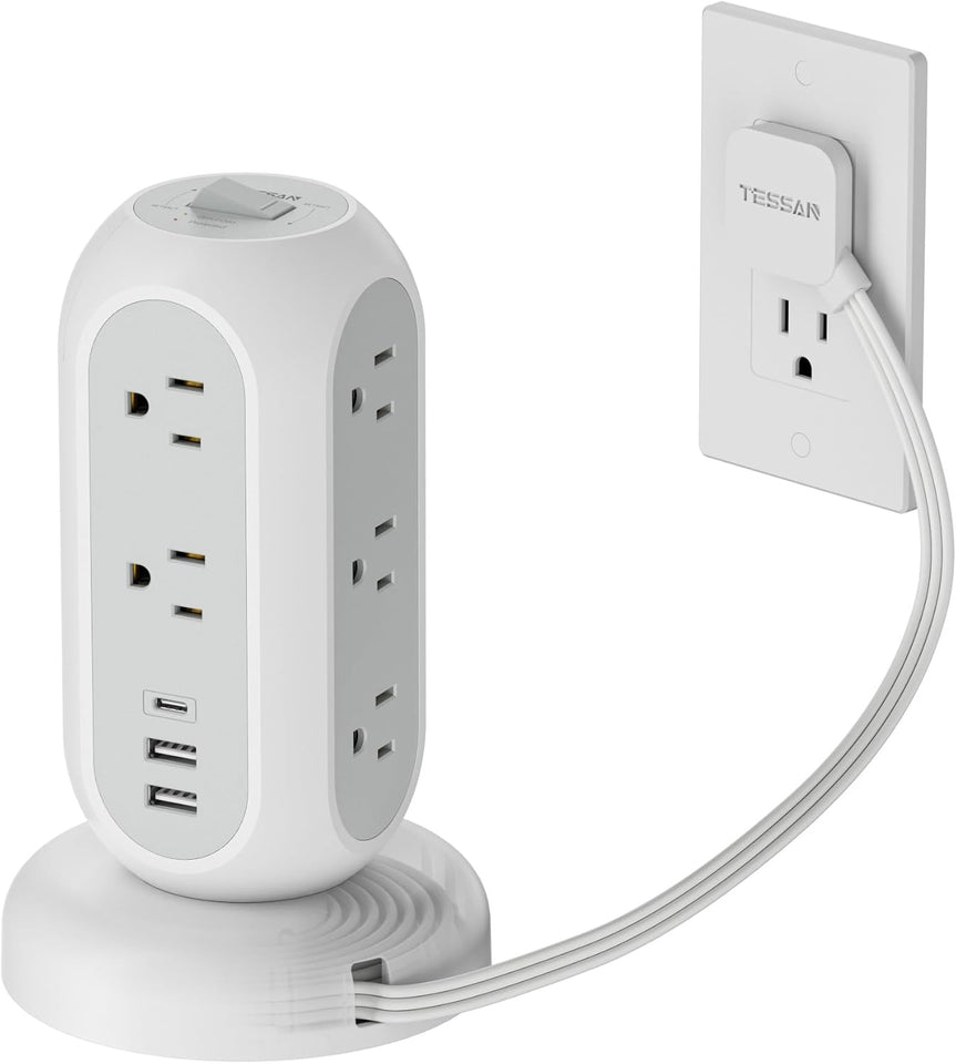 tessan 11 outlet power strip with 3 usb 1 usb c 1625w surge protector 6 feet extension cord