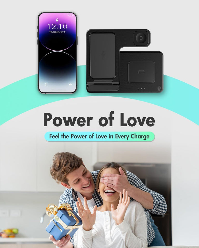 Wireless Charger iPhone Charging Station: 3 in 1 Charger Stand Multiple Devices for Apple - iPhone 16e 16 15 14 Pro Max 13 12 11 - Watch 10 9 8 7 6 5 4 3 2 SE and Ultra Series - Airpods 4 3 2 Pro - Zynora