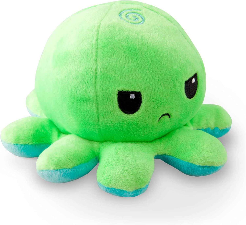 TeeTurtle Reversible Octopus Plushie - 4-Inch Pink + Aqua Two-Sided Flip Plush Toy with Embroidered Details - Cute Mini Collectible Plush for Kids, Teens, and Adults