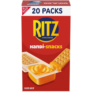 ritz handi-snacks crackers 'n cheesy dip snack packs for school, work, and home, 20 snack packs, 0.95 oz each