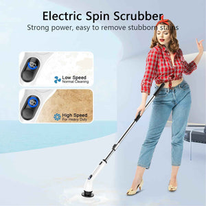 tuyu electric spin scrubber cordless bathroom kitchen cleaning brush with lcd display ipx7 waterproof adjustable handle