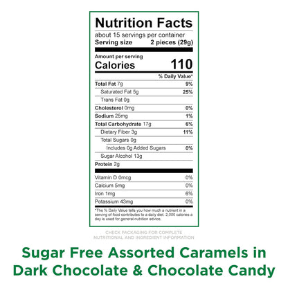 RUSSELL STOVER Sugar Free Assorted Caramels in Chocolate Candy, 15.3 oz. bag