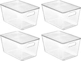 Vtopmart 6 Pack Clear Stackable Storage Bins with Lids, Medium Plastic Containers with Handle for Pantry Organizer and Storage,Perfect for Kitchen,Fridge,Cabinet, Closet,Bathroom Organization