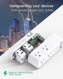 mifaso 3 sided swivel rotating plug surge protector with 6 ac multi plug wall outlets and 3 usb ports