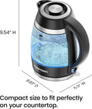 Chefman Electric Kettle, 1.8L 1500W, Hot Water Boiler, Removable Lid for Easy Cleaning, Auto Shut Off, Boil-Dry Protection, Stainless Steel Filter, BPA Free, Borosilicate Glass Electric Tea Kettle