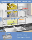 3 Tier Extra Large Stainless Steel Over The Sink Dish Drying Rack - Expandable Multifunctional Organizer and Space-Saving Above Sink Dish Rack