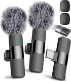 Mini Mic Pro (Latest Model - Wireless Mini Microphone for iPhone, iPad, Android - 2 Pack Lavalier Microphone for Video Recording - iPhone Mic Crystal Clear Recording with USB-C for Content Creators