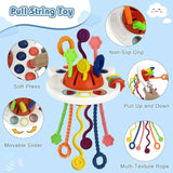 EPOGG 6 in 1 Montessori Toys for Babies 6-12 Months Up - Incl Pull String Toy, Stacking Cups, Tissue Box, Suction Cup Spinner, Stacking Blocks,Activity Cube, Baby Toys for 1 2 3 Year Old