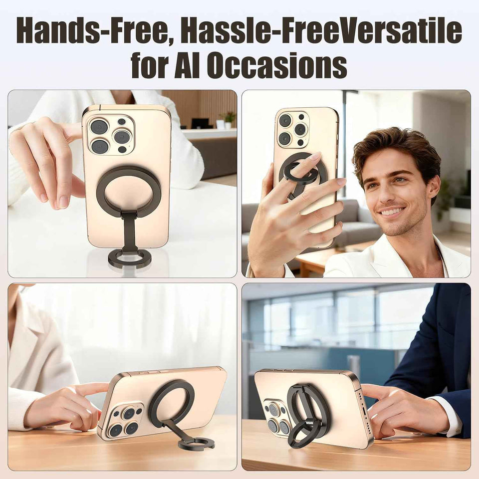 Magnetic Phone Ring for MagSafe Grip Super Magnet Compatible with iPhone 17 Pro Max Plus and More, Grey