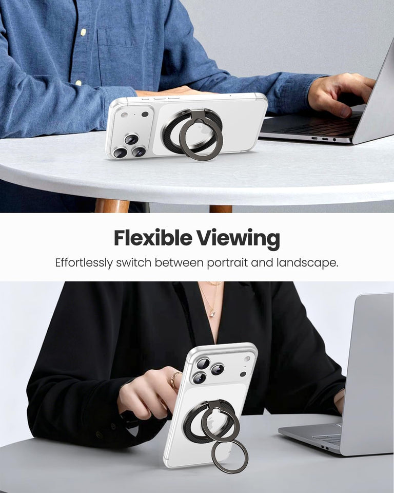 UBeesize Magnetic Phone Ring Holder for MagSafe, Double-Sided Magnet Cell Phone Grip, Portable Finger Kickstand Compatible with iPhone 17 16 15 14 13 12 Series and Android Phones