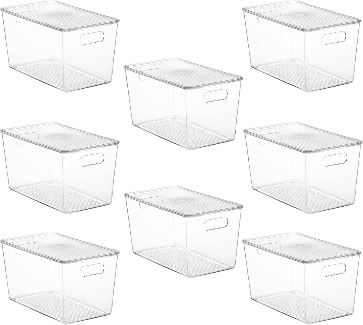 Vtopmart 6 Pack Clear Stackable Storage Bins with Lids, Medium Plastic Containers with Handle for Pantry Organizer and Storage,Perfect for Kitchen,Fridge,Cabinet, Closet,Bathroom Organization