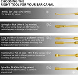 hion 6 pc extended ear wax removal kit with 316l stainless steel curette and cleaning brush for kid adult gold