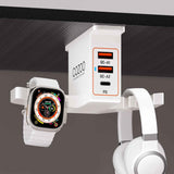 cozoo Headphone Stand with USB Charger Under Desk Headset Holder Mount 3 USB Charging Station,iWatch Stand Watch Dock Dual Earphone Hanger Hook,PC Accessories Gifts,UL Tested