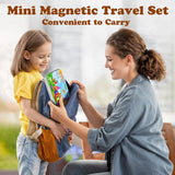 Mini Magnetic Tiles Travel Magnetic Tiles with Iron Box,42PCS Magnet Building Block Set Travel Toys for Kids Ages 3+,Educational Portable Magnet Toys Gifts for Toddlers Boys & Girls Christmas Birthday