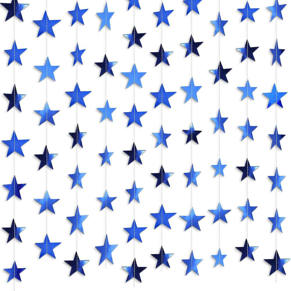 Patelai Glitter Star Garland Banner Christmas Decor 130 Feet Star Hanging Bunting Banner Twinkle Backdrop for Homecoming Classroom Wedding Birthday Halloween Party Supplies(Gold)