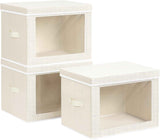 Storage Bins with Lids - Fabric Closet Storage Bins with Window, Collapsible Baskets for Shelves 4 Pack, Home Decorative Boxes for Clothes, Closet, Office, Grey