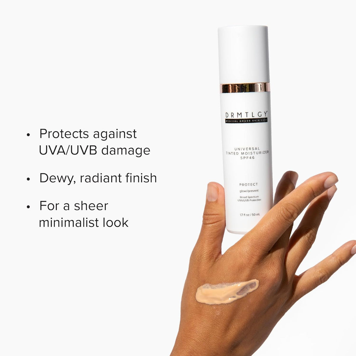 DRMTLGY Universal Tinted Moisturizer SPF 46 – Hydrating Dewy Tinted Sunscreen for Face with Zinc Oxide & Octinoxate – Niacinamide & Hyaluronic Acid – Broad Spectrum Lightweight Daily SPF, 1.7 oz