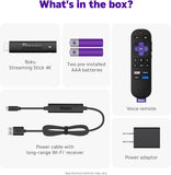 Roku Streaming Stick 4K - 4K TV Streaming Device with Voice Remote and Long-Range Wi-Fi