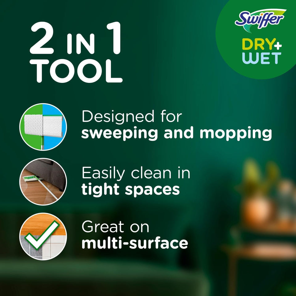 swiffer sweeper 2-in-1 floor cleaning mop starter kit with 20-piece set